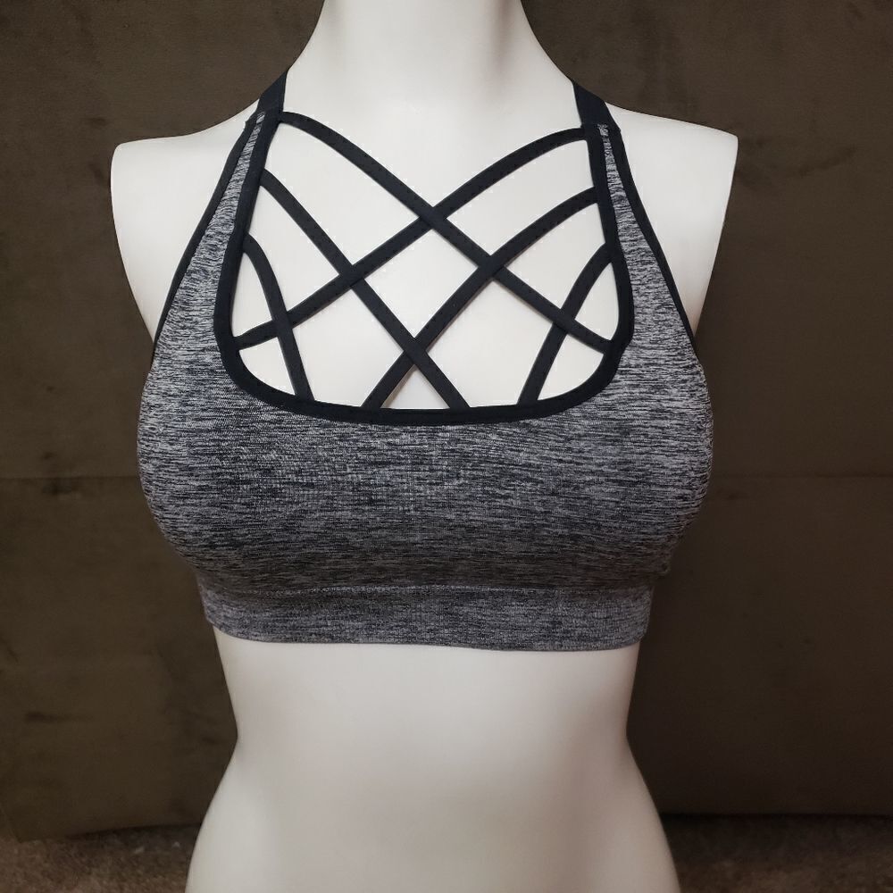 Victorias secret Heathered Gray Strappy Sport Bra Size SMALL